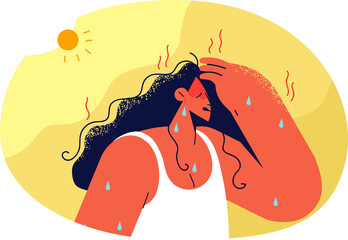 Unhealthy woman suffer from heatstroke