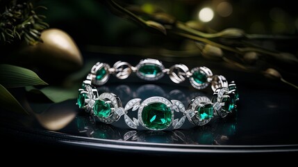 Exquisite Emerald with Foliage Backdrop