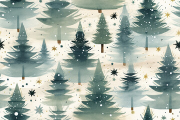 Forest Of Winter - Christmas Seamless Pattern - Floral aesthetic - obrazy, fototapety, plakaty