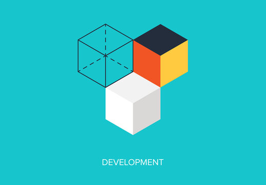 Abstract flat vector illustration of design and development concept. Elements for mobile and web applications.