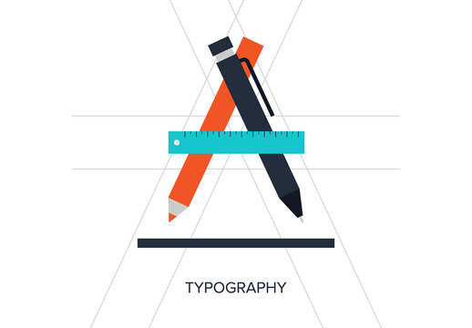 Abstract flat vector illustration of typography concepts. Elements for mobile and web applications.