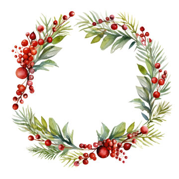 watercolor christmas decoration border element isolated