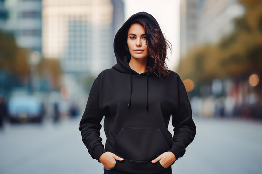 Plain black hoodie for girls outlet