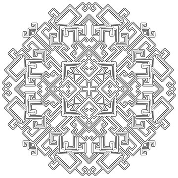 Colouring page - 330, hand drawn, vector. Mandala 273, ethnic, swirl pattern, object isolated on white background.