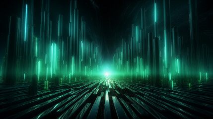 Neon lines with green lights Generative AI 
