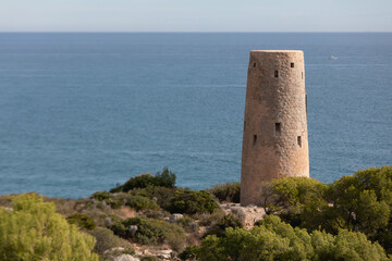 Fototapeta na wymiar Colomera Watchtower: Historic Charm in Oropesa del Mar, Spain | Iconic Torre de la Corda Landscape Photography