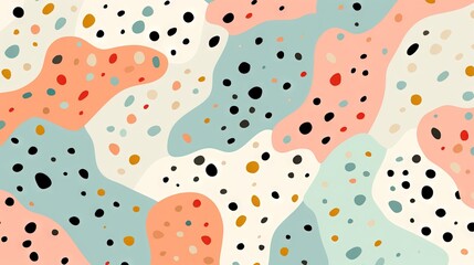 Fototapeta premium Terrazzo doodle scribble backdrop drawing pattern. Great as a simple background. Fun wallpaper for children. Geometrical shapes and lines, dots. Generative AI, AI