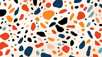 Fototapeta premium Terrazzo doodle scribble backdrop drawing pattern. Great as a simple background. Fun wallpaper for children. Geometrical shapes and lines, dots. Generative AI, AI