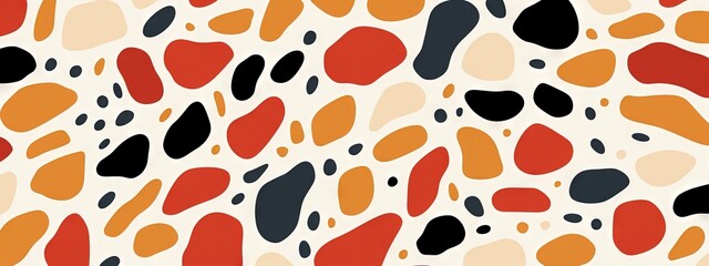 Terrazzo doodle scribble backdrop drawing pattern. Great as a simple background. Fun wallpaper for children. Geometrical shapes and lines, dots. Generative AI, AI