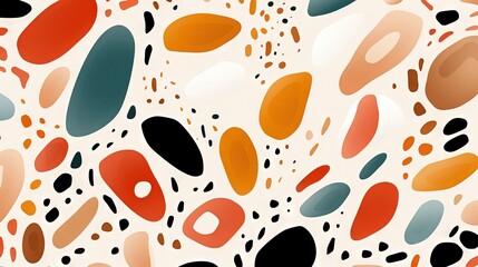 Fototapeta premium Terrazzo doodle scribble backdrop drawing pattern. Great as a simple background. Fun wallpaper for children. Geometrical shapes and lines, dots. Generative AI, AI