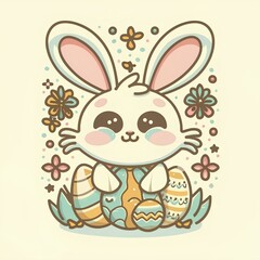 easter bunny with easter eggs