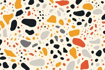 Fototapeta premium Terrazzo doodle scribble backdrop drawing pattern. Great as a simple background. Fun wallpaper for children. Geometrical shapes and lines, dots. Generative AI, AI