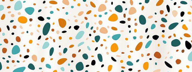 Terrazzo doodle scribble backdrop drawing pattern. Great as a simple background. Fun wallpaper for children. Geometrical shapes and lines, dots. Generative AI, AI