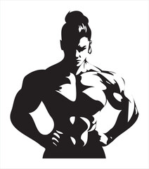 athletic woman silhouette, athlete woman drawing, gym prints, muscular woman drawing, eps, cutting file