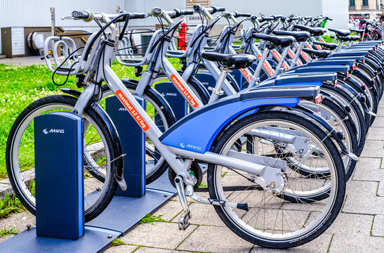 group of bicycles at a street