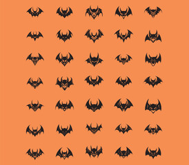 Bat print set,editable winged bat,tattoo art,eps,cutting file,clip arts,bunddle