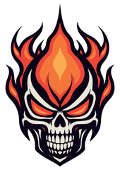 Flaming skull vector, suitable for stickers, ready to print, rearrangable.