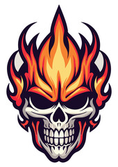 Flaming skull vector, suitable for stickers, ready to print, rearrangable.