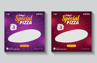 Fast food restaurant business marketing social media post or web banner template design, modern food design