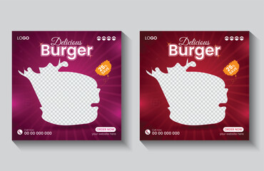 Fast food restaurant business marketing social media post or web banner template design, modern food design