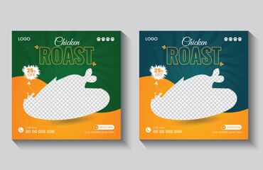 Fast food restaurant business marketing social media post or web banner template design, modern food design