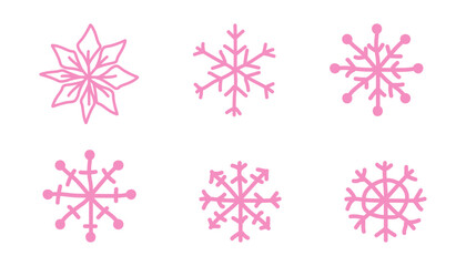 Pink snowflake in doodle style. New Year's snow © Kateryna Luhova