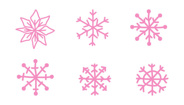 Pink snowflake in doodle style. New Year's snow