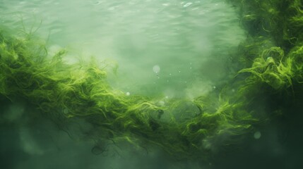 Obraz premium Seaweed underwater green background.