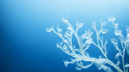 Seaweed on blue background.