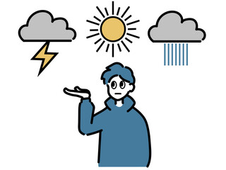 man thinks about its weather