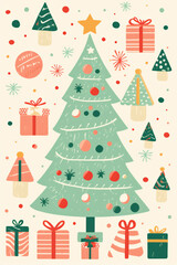 Minimal stylish festive Christmas tree print design