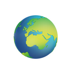 Earth globe isolated on white 3d render