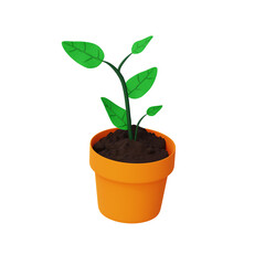 plant in a pot 3d render environment icon