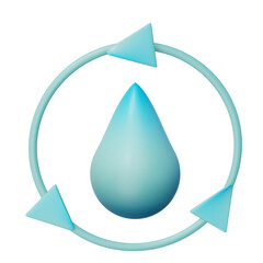 a drop of water in a circle symbolizing the cycle of water purification and its conservation 3D render ecological icon