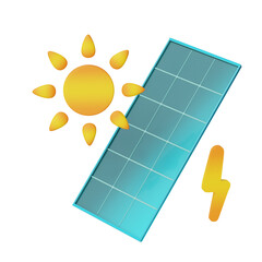 sun on solar panel background and energy icon as a symbol of renewable energy sources 3d render eco icon