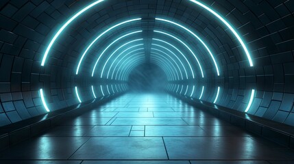 Futuristic tunnel, neon light. Generation AI