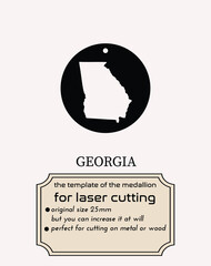 Elevate your style with laser-cut metal pendant template. Embrace Georgia's charm with a unique miniature map pendant. Unlock endless possibilities with our vector file for flawless laser cutting.