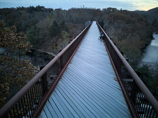rosendale trestle surface at dusk ( railroad bridge converted to bike, pedestrian path) hudson...