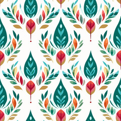 Seamless Christmas Gift Wrapping Paper Texture Repeatable Pattern Tiled Decorative Wallpaper Design Colorful Tree Xmas SVG Vector