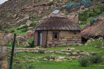 Fototapeta na wymiar Rural Basotho rondavel, traditional house, Lesotho, Africa
