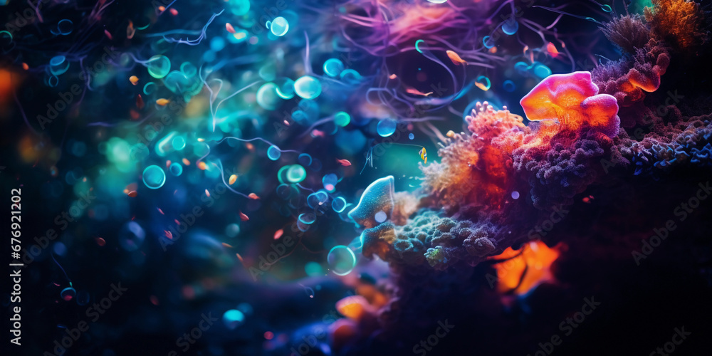 Aufkleber abstract blobs and spots representing the vibrant corals and fish seen while angling in tropical wat