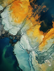 Naklejka premium Lake as seen from a bird's-eye view, abstract topography made from swirling, textured brushstrokes