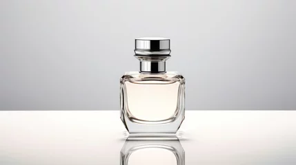 Fotobehang Transparent glass bottle with perfume. © Yahor Shylau 
