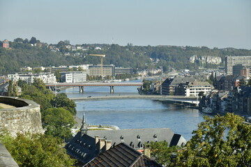 La Meuse et ses ponts vus depuis les hauteurs de la Citadelle près du Grognon à Namur