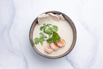 The shrimp soup. Close up