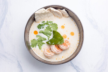 The shrimp soup. Close up