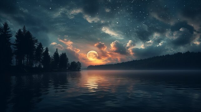 Moon in the sky landscape.