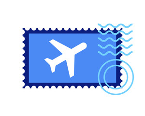 Fototapeta premium Postage stamp with airplane and postmarks