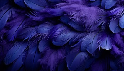 Exquisite digital art of oversized bird feathers on a detailed purple texture background - obrazy, fototapety, plakaty