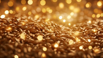 a bright closeup of a golden ripe dinkel hulled wheat